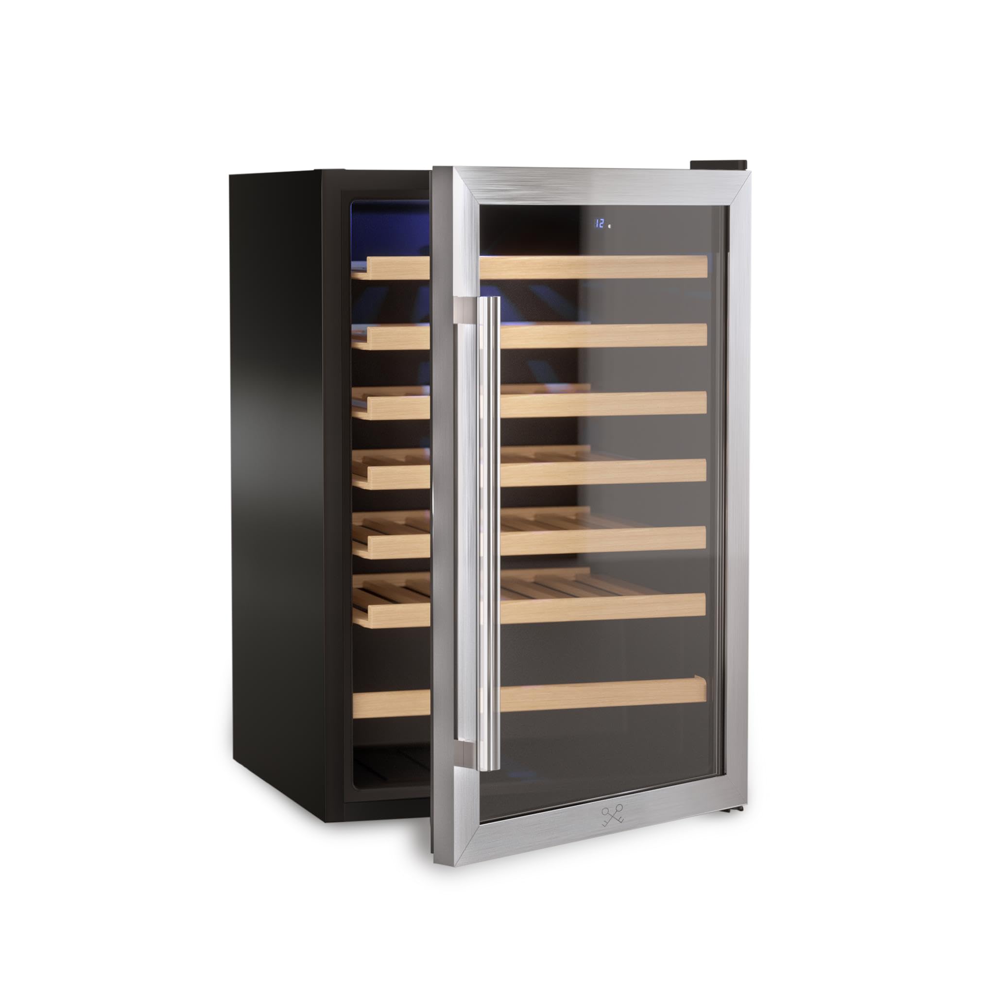 LES PETITS CHAMPS Cantinetta per vino CAVC48, 48 bottiglie, 128L, 6 ripiani in legno, temperatura regolabile da 4 a 18°C, raffreddamento termodinamico, design elegante, luce LED, vetro anti-UV