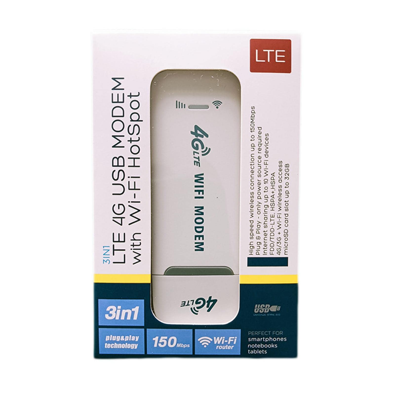 merishopp 4G LTE USB Modem Dongle Universal WiFi Wireless Portable for Laptop Desktop White | Computers/Tablets & Networking | Home Networking & Connectivity | USB Wi-Fi Adapters/Dongles-picture-20