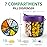PULIV Portable Pill Dispenser Bottle, Vitamin Organizer with 7 Compartments, Holds Plenty of Supplements with Anti-Mixing & Wide Openings Design, Easy to Retrieve Meds, Includes 20 Labels Dark Purple