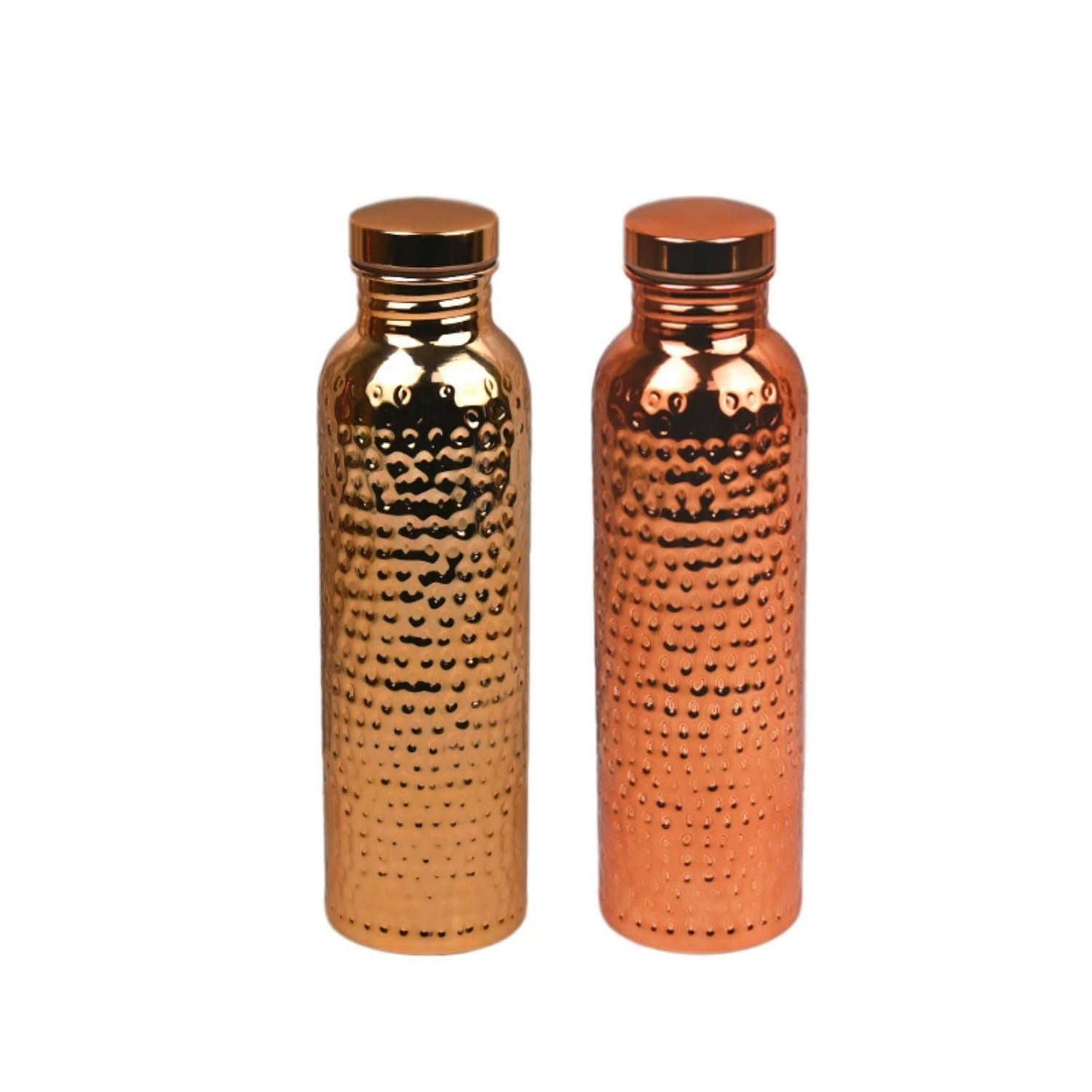 Bouteille D’Eau Martelée à La Main – Cuivre Plaqué, Acier Inox 304, 800 Ml – 26,8 X 7,2 X 5,5 Cm – Pour Vélo, Yoga, Sport, Randonnée