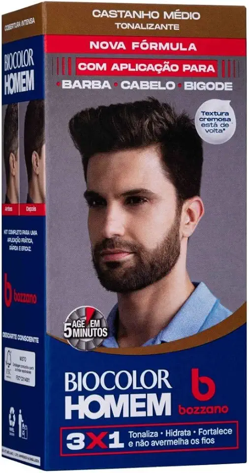 Biocolor Homem Tonalizante De Cabelo Masculino Bozzano Castanho Médio