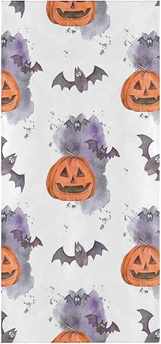 InterestPrint Helloween Pattern with Bats and Pumpkins Classic Towels Yoga Gym Sports Sandproof for Swimming Holiday