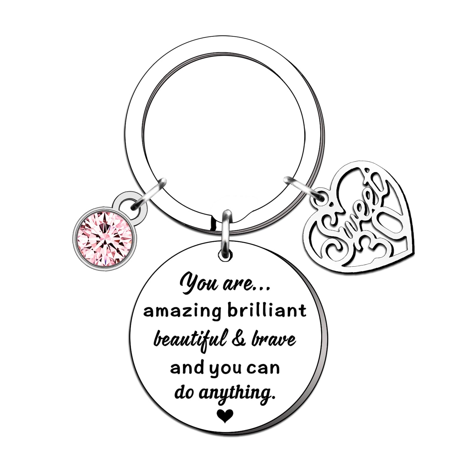 Portachiavi Con Scritta You Are Amazing Beautiful And Brave - Regalo 18 Anni Per Lei Argento
