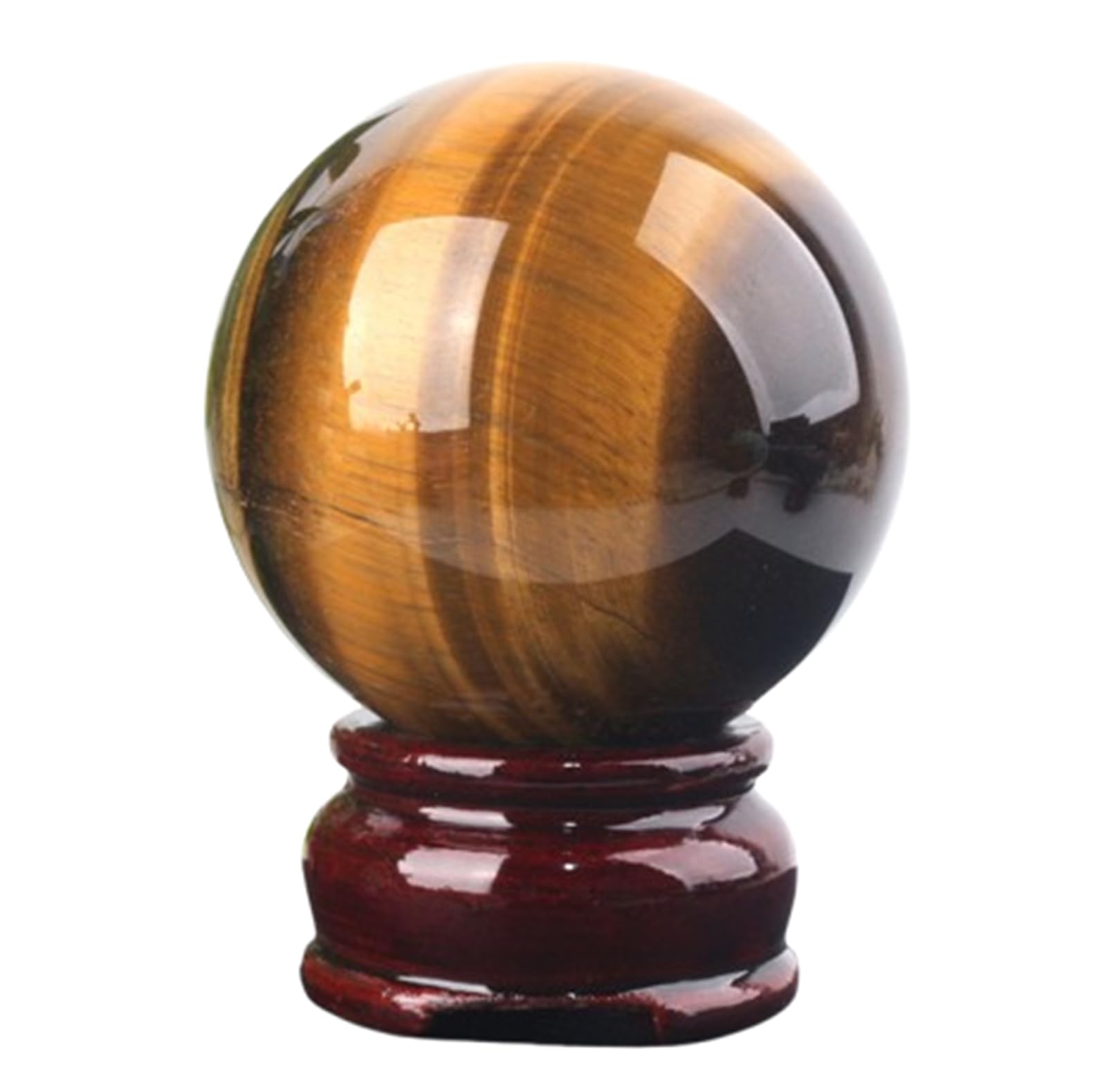 RVBLRDSE Real Tiger's Eye Stone Crystal Ball Divination Sphere Sculpture Figurine Gemstone Feng Shui Aura Home Desk Decor Ornament,10cm/3.9in Gemstone Stone
