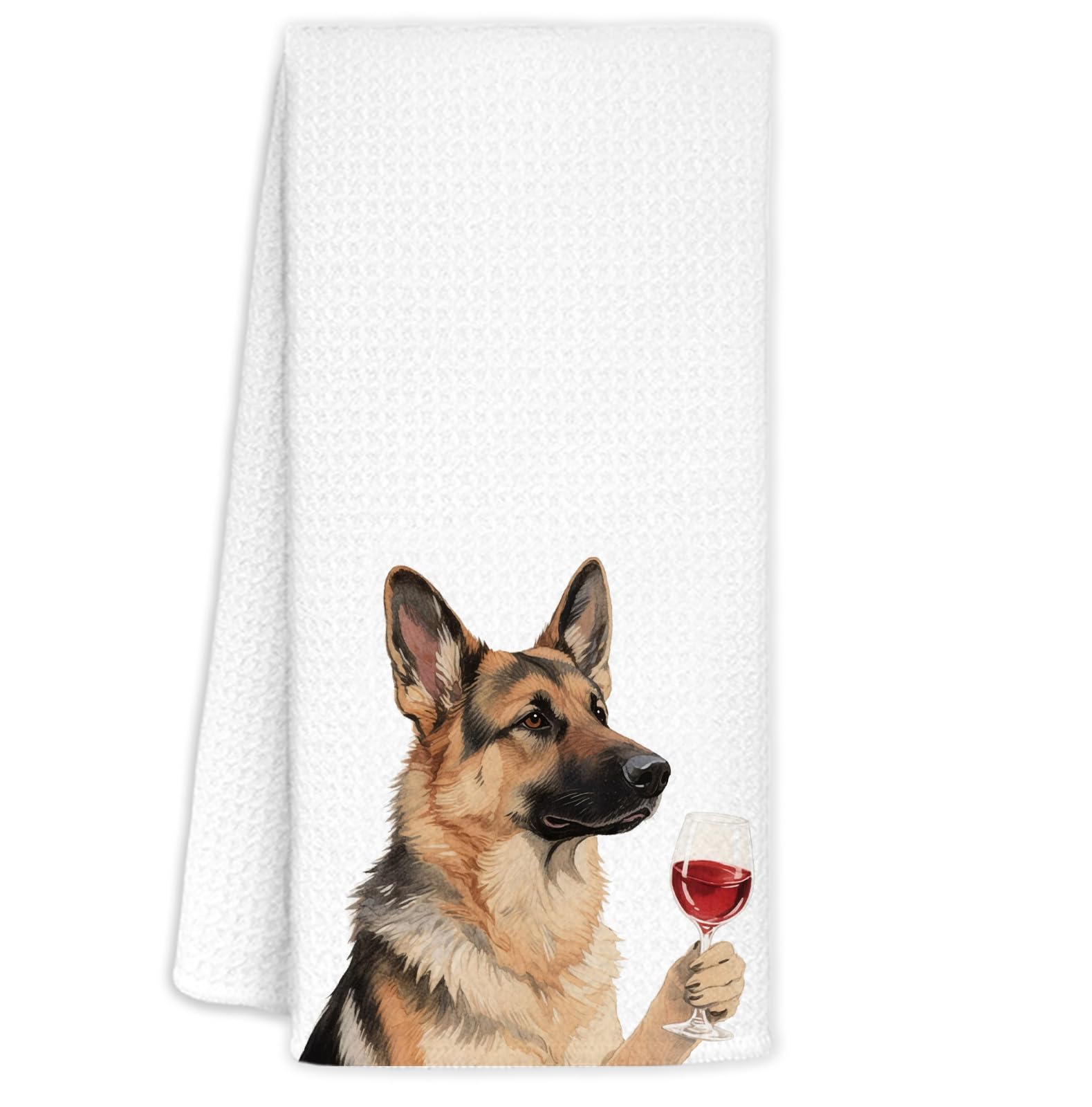 Funny German Shepherd Bar Towel, German Shepherd Dog Mom Gifts for Women Men, Dog Kitchen Hand Towels, Wine Christmas Decor, Wine Bar Gifts for Men Wines Lover Bartender, 16x24