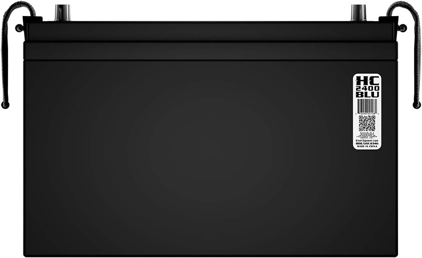 Side view of the Kinetik HC2400-BLU Power Cell with barcode