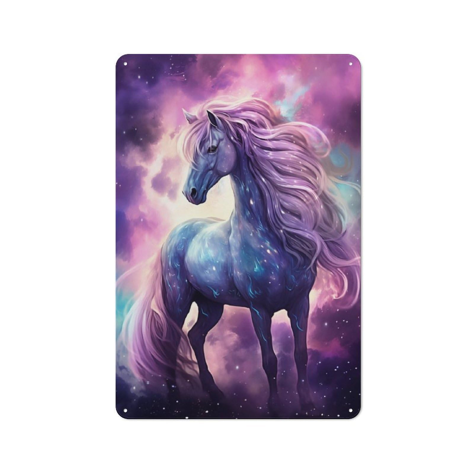Junmoney Space Horse Long Mane Vintage Tin Sign 30X20cm With For Home Office Or Studio, For Home Office Decor Fans Refreshing A Room In Autumn
