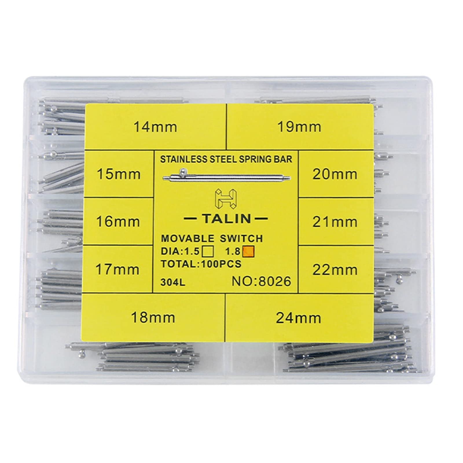 Replacement Strap Link Pins, Quick Release Spring Watch Band Pins Stainless Steel Watch 14-24mm 1.5/1.8mm Band Link Replacement Kit