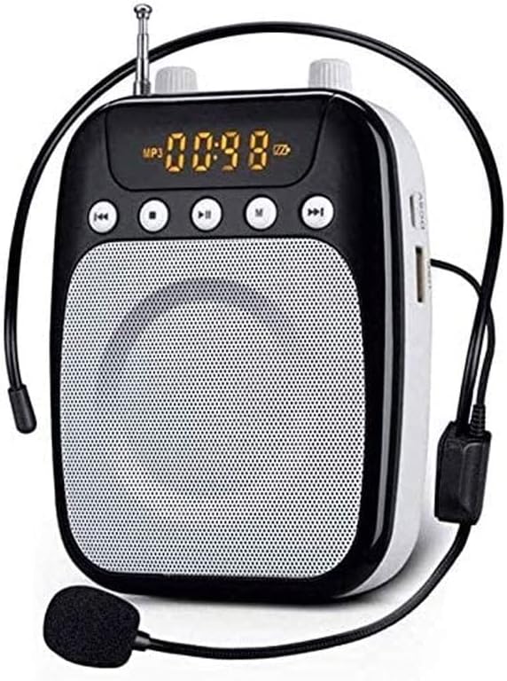 Portable Mini Voice Amplifier Wired Headset Microphone Speaker Set for Teachers 1500mAh Rechargeable Lightweight Personal Mic for Classroom Tour Guides and Presentation (Color : Pink) (Black)