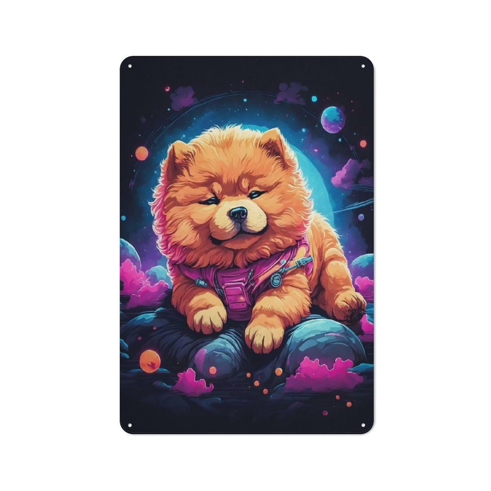 Junmoney Chow Chow Puppies Rustic Tin Sign 30X20cm For Man Cave Or Games Room, Housewarming Present For People Styling Man Cave And Games Room