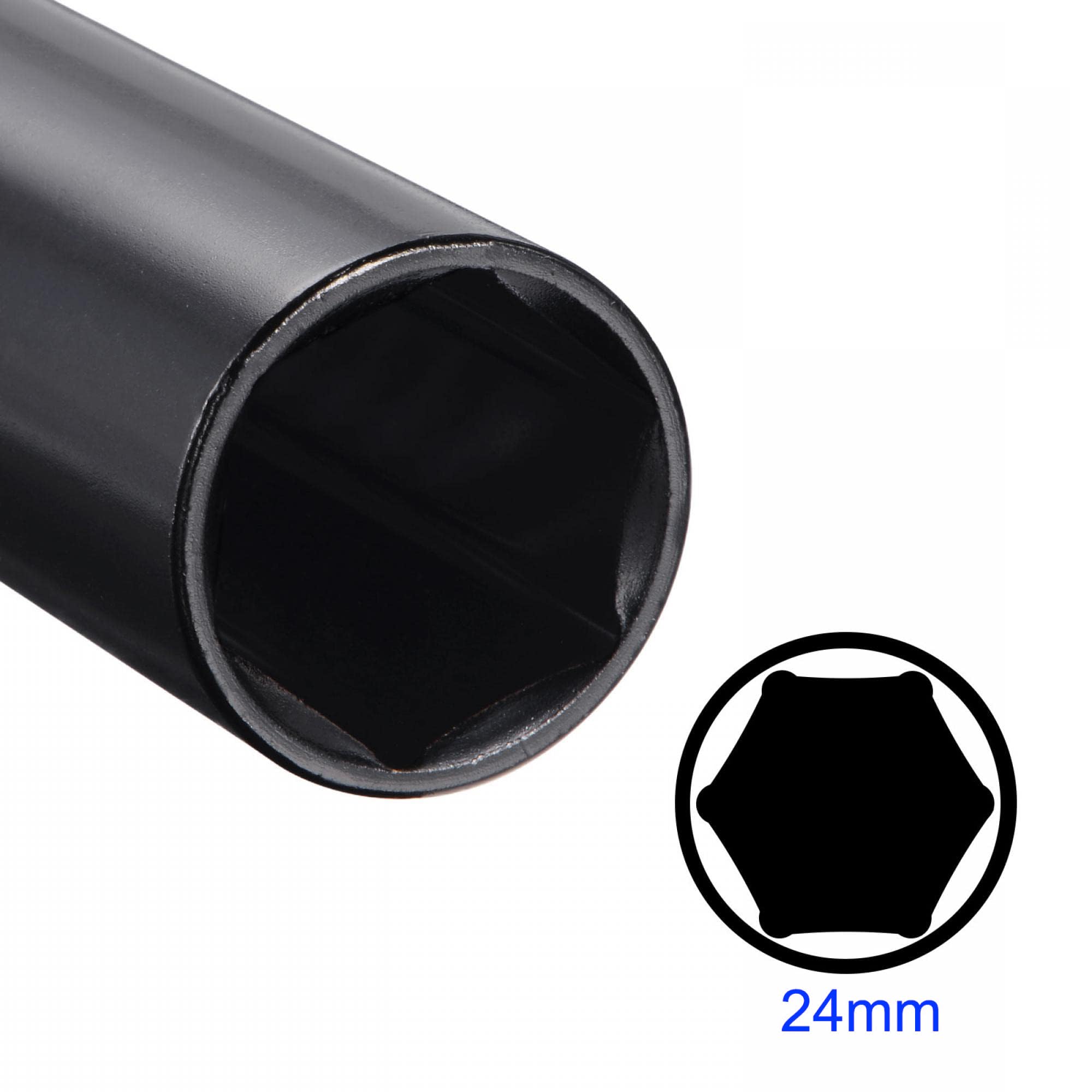 MACHSWON 2Pcs 1/2 Inch Drive - 24mm Deep Impact Socket with 6 Point Design, Heat-Treated Cr-V Steel 150mm Length, Metric Sizes - Image 3