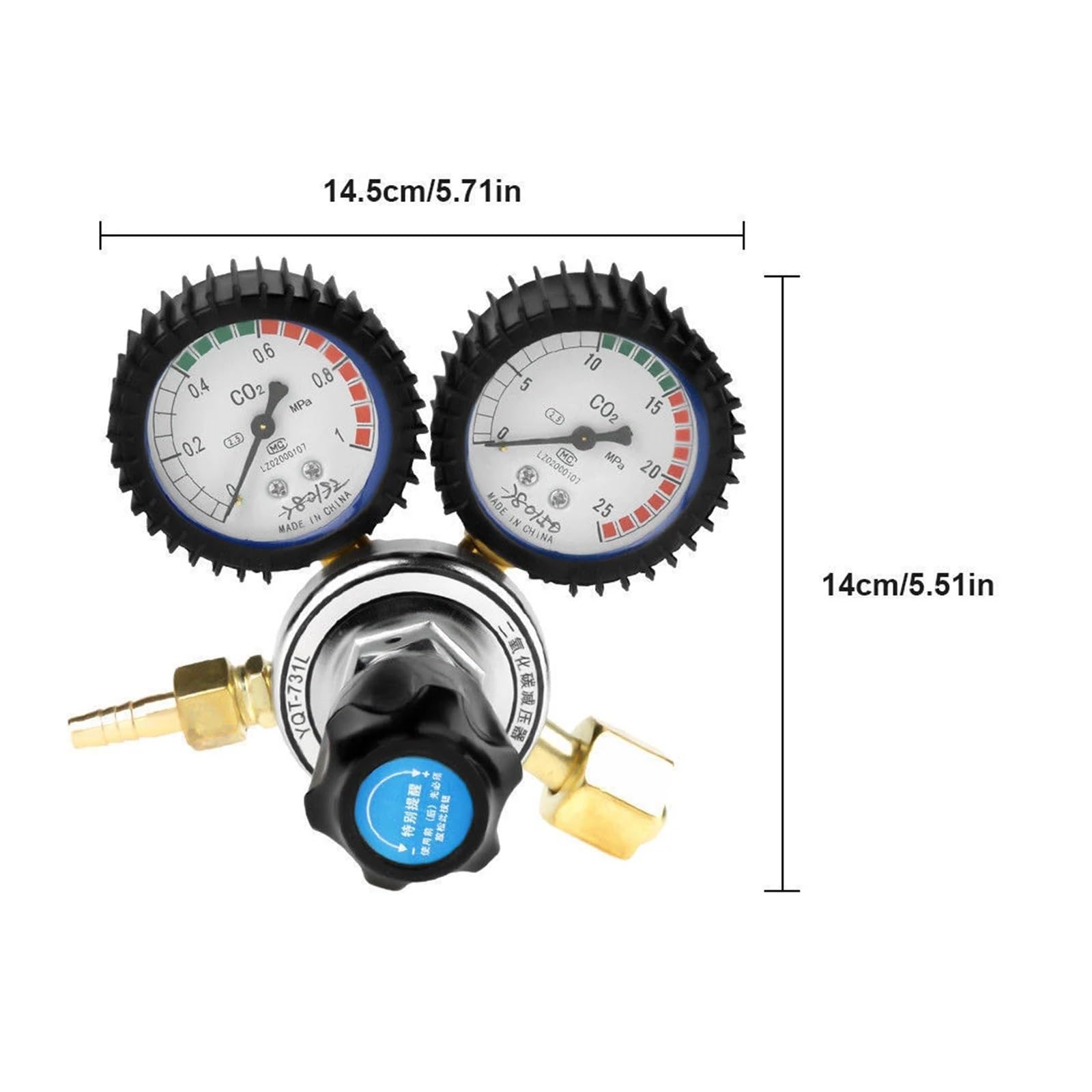 CO2-Gasdurchflussmesser, Regler, Kohlendioxid-Schweißdruckminderer, Gasmessgerät