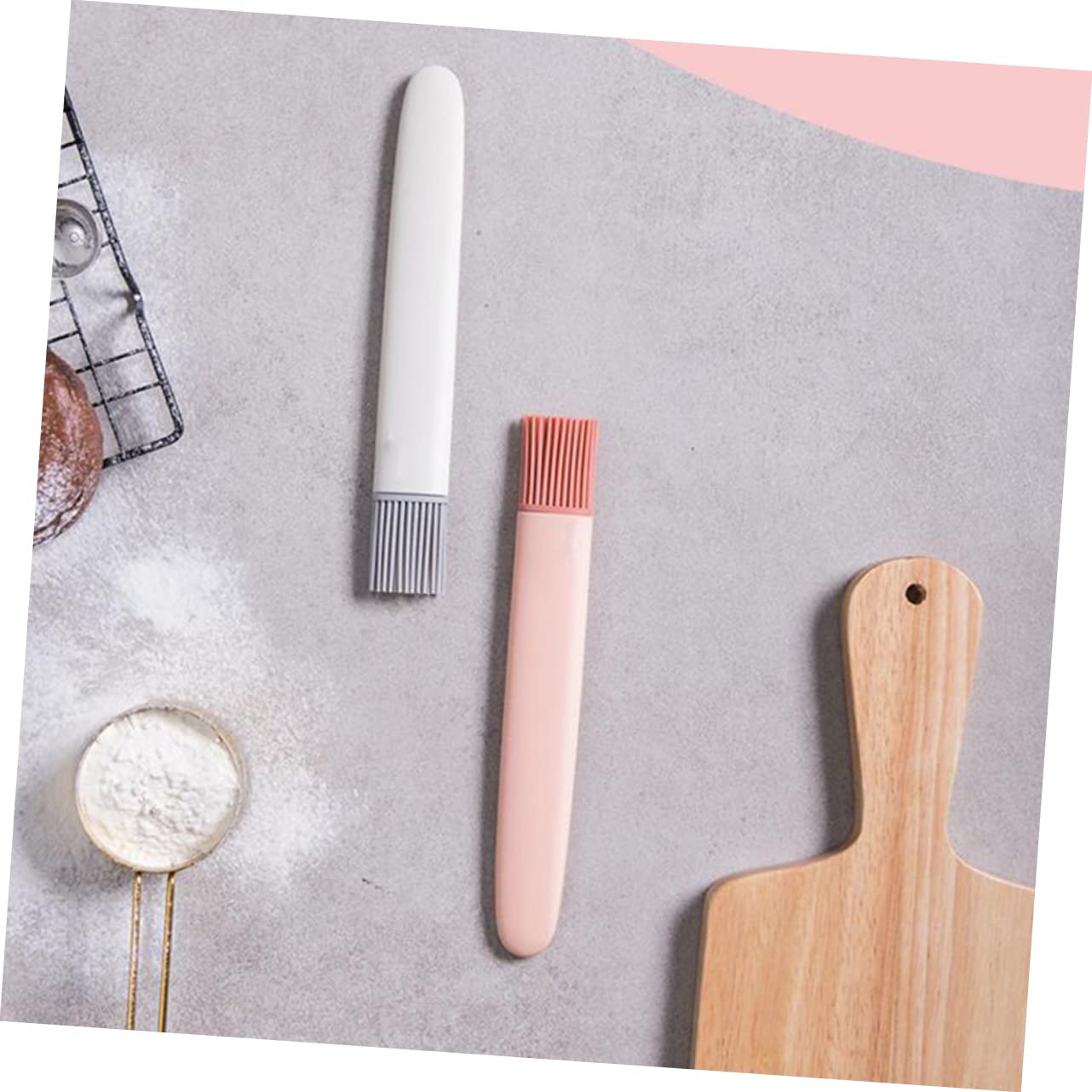 Unomor Silicone Bbq Basting Oil Brush Pink Kitchen Baking Utensil Heat Resistant Flexible Bristles for Precise Control Safe for Utensils for Grilling and Cooking