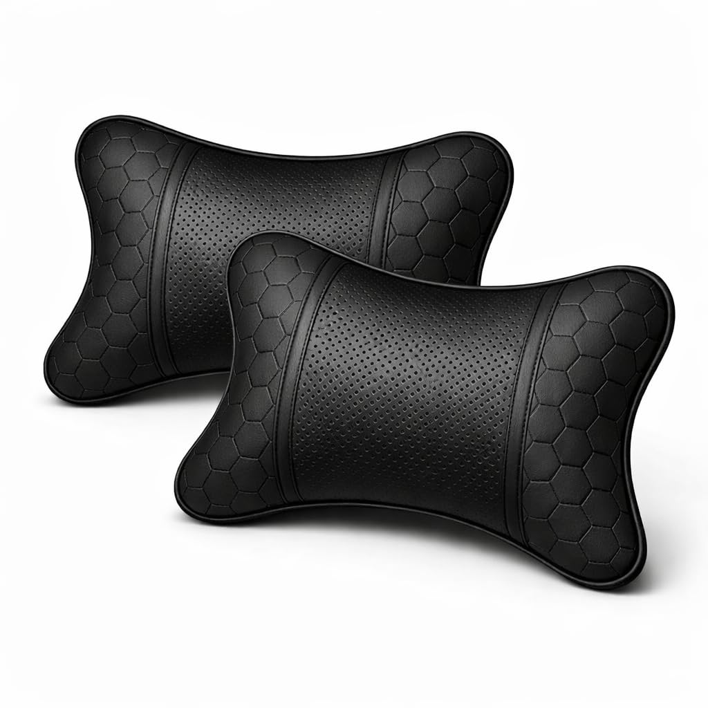AdroitZ Pack of 2 Car Neck Rest Pillows – Ergonomic Headrest Cushions |Firm Neck & Head Support Comfortable Long Drives, Reduces Pain & Fatigue, Stylish Car Seat Accessories for All Cars, Upgrade 2026