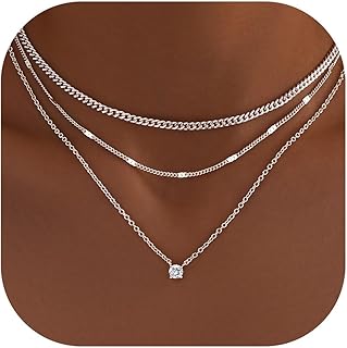 Layered Gold Necklaces for Women, 14K Gold Sterling Silver Plated Dainty...
