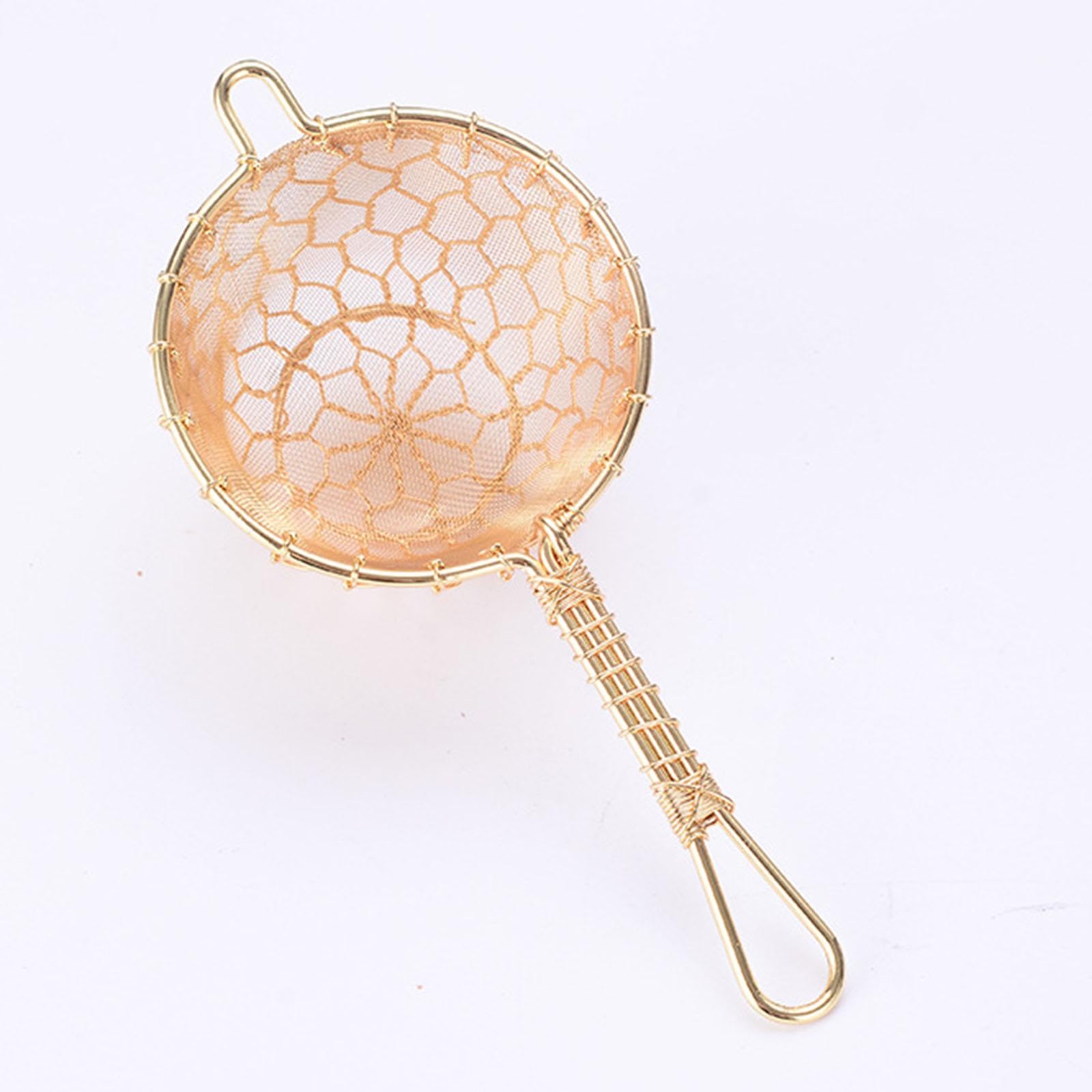 Teesieb Kupfer Doppelmaschiges Teefilter Handgefertigte Messing Teesieb Wiederverwendbare Feinmaschige Elegante Funktion für Zuhause Büro Café, A