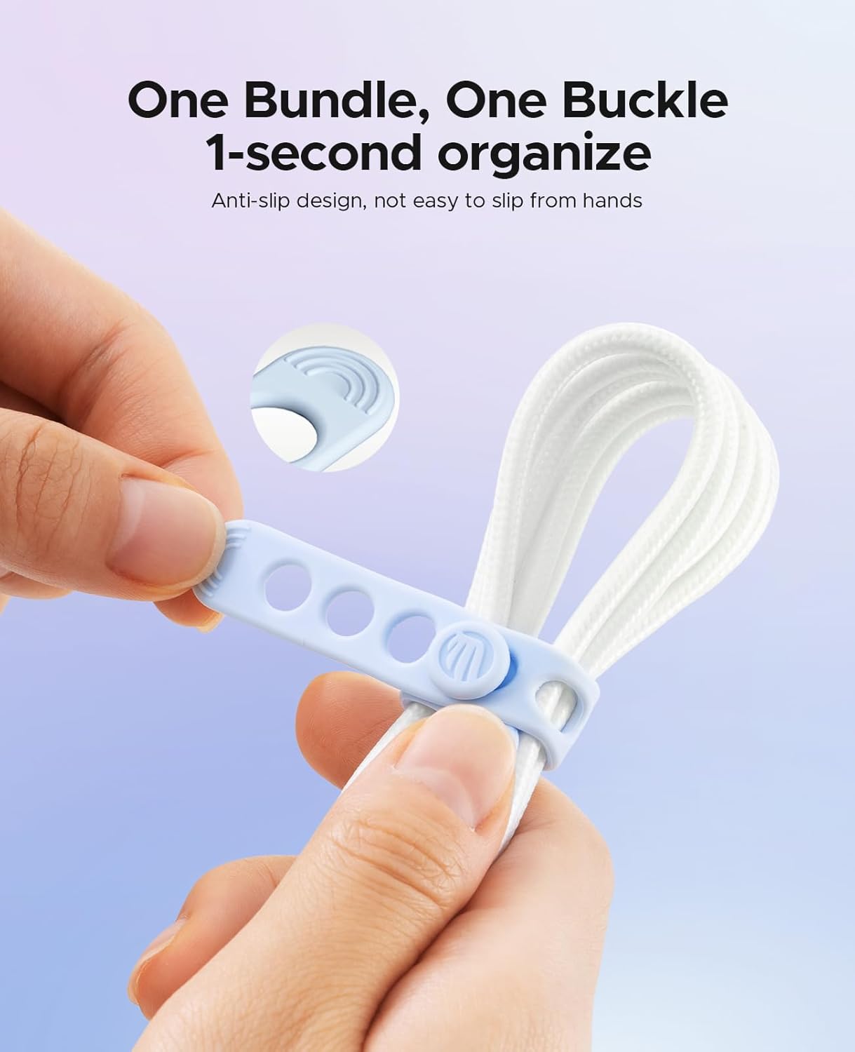 ORICO Silicone Cable Ties, Data Cable Organizer Reusable with Locking Buckle Design, High Elasticity Cord Wraps for Earphone, Phone Charger, Adjustable Fastening Cable Straps