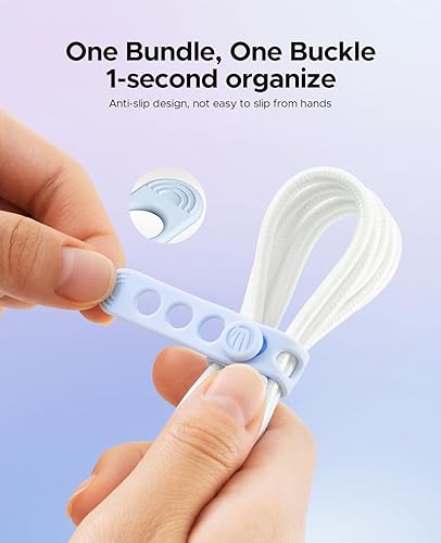 Miniatura 3 de ORICO Bridas de silicona para cables, organizador de cables de datos reutilizable con diseño de hebilla de bloqueo, envolturas de cable de alta