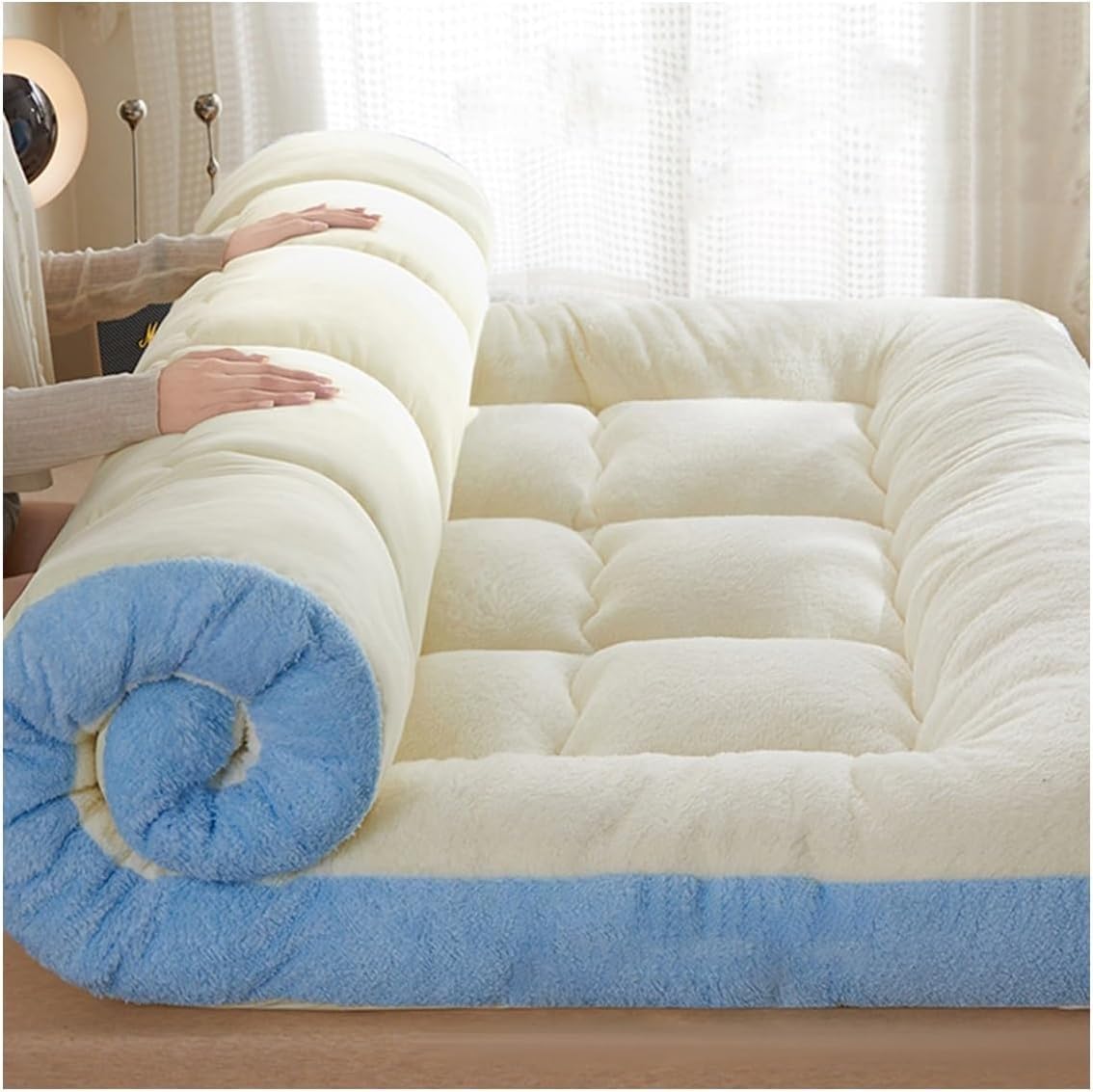 Dicke 5 cm Futon-Bodenmatratze, japanische zusammenklappbare, aufrollbare Isomatte, Studentenwohnheim, Gäste-Tatami-Matte for Einzel- und Doppelbetten(C,90 x 200cm)