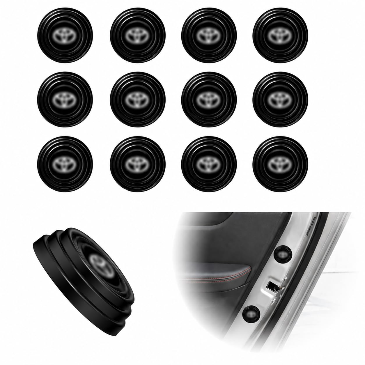 DENMILE Car Door Shock Absorber Protector Pads Gasket Guard Edge Stickers for Toyota Hyryder, Innova, Hycross, Fortuner, Rumion, Glanza, Camry, Hilux, Etios, Corolla-picture-12