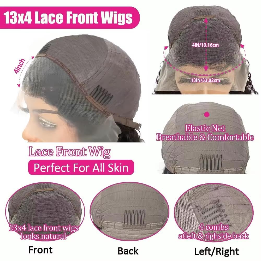 Haarpflege Körperwellen-Bob-Echthaar-Perücken Transparente Spitze-Front-Perücke 200% Dichte Für Frauen(4x4,180%_10INCHES)