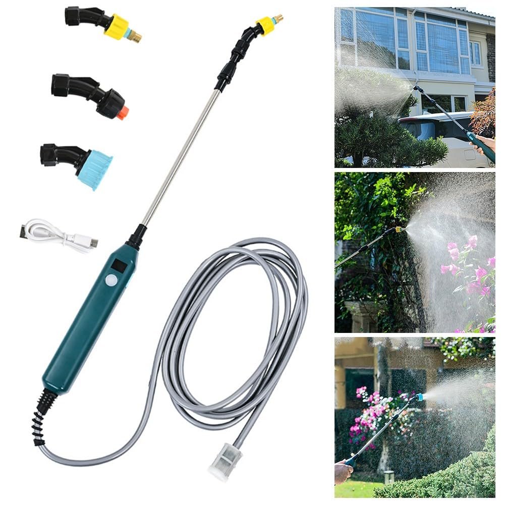 Vibsky Battery Powered Electric Plant Sprayer with Telescopic Wand, 2400mAh Rechargeable Garden Hose Kit, 3 Nozzles Watering Plants Car Wash Humidification