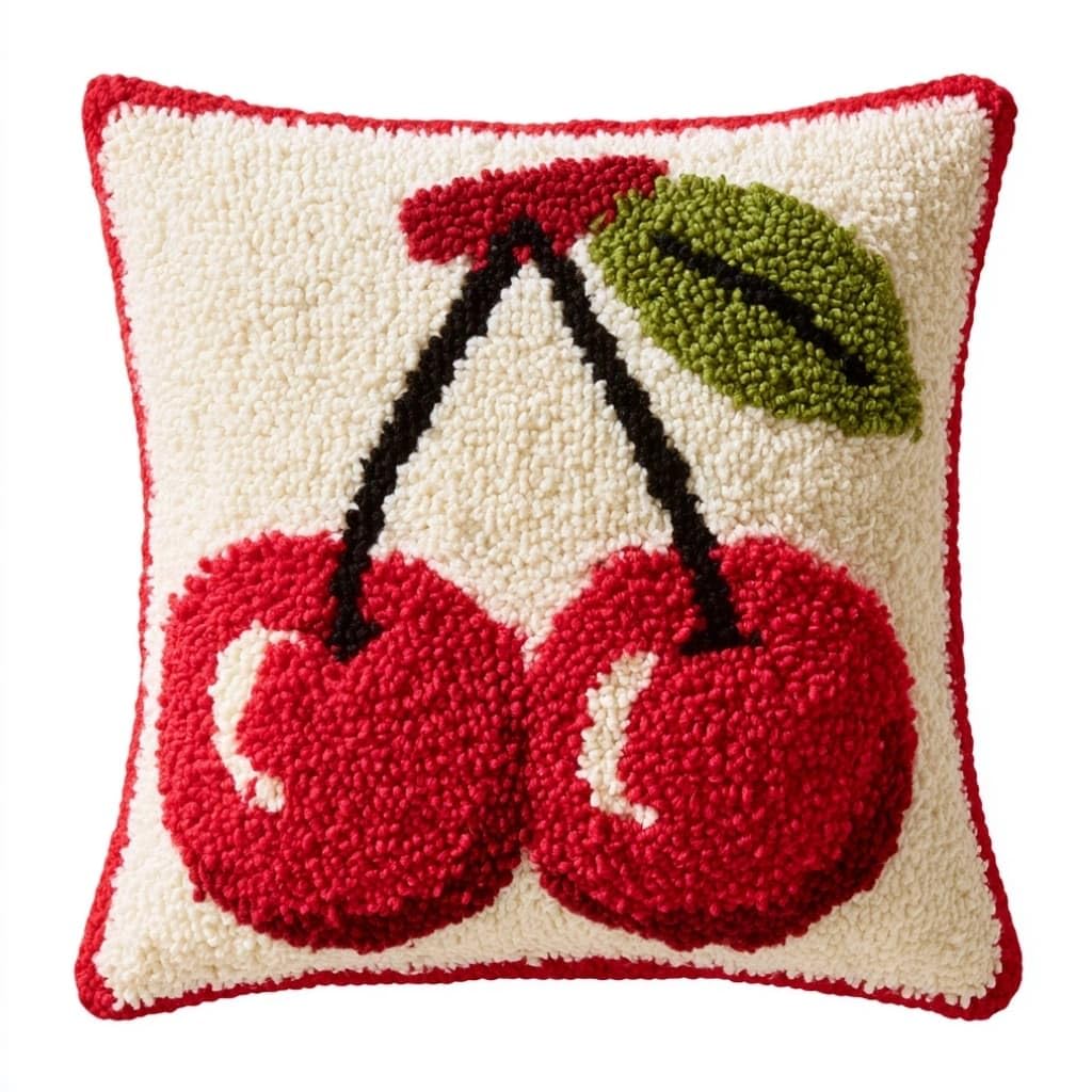 Taxpy Latch Hook Cushion Kit for Beginners Cherry