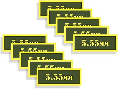 Speed Demon Hot Rod Shop LLC Ammo Can Labels 5.55mm Ammunition Decals Army Green Firearm Labels 10 Pack Adhesive Vinyl 3