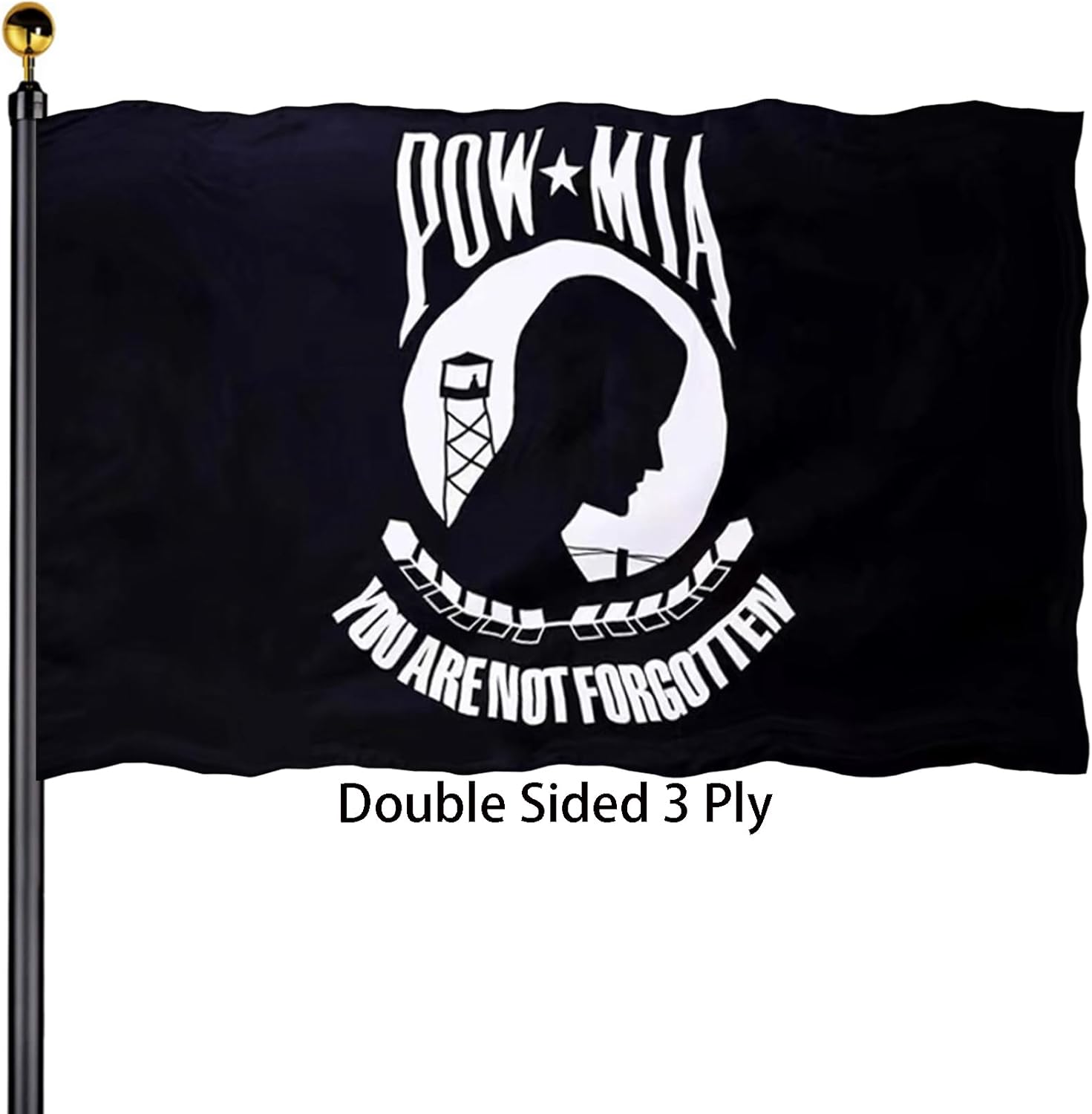 Pow Flags 3x5 Outdoor Mia Pow Flag Double Sided 3 Ply Heavy Duty Pow Mia Flags Banner for Outside with 2 Brass Grommets UV protection Fade Resistant for Indoor Outdoor