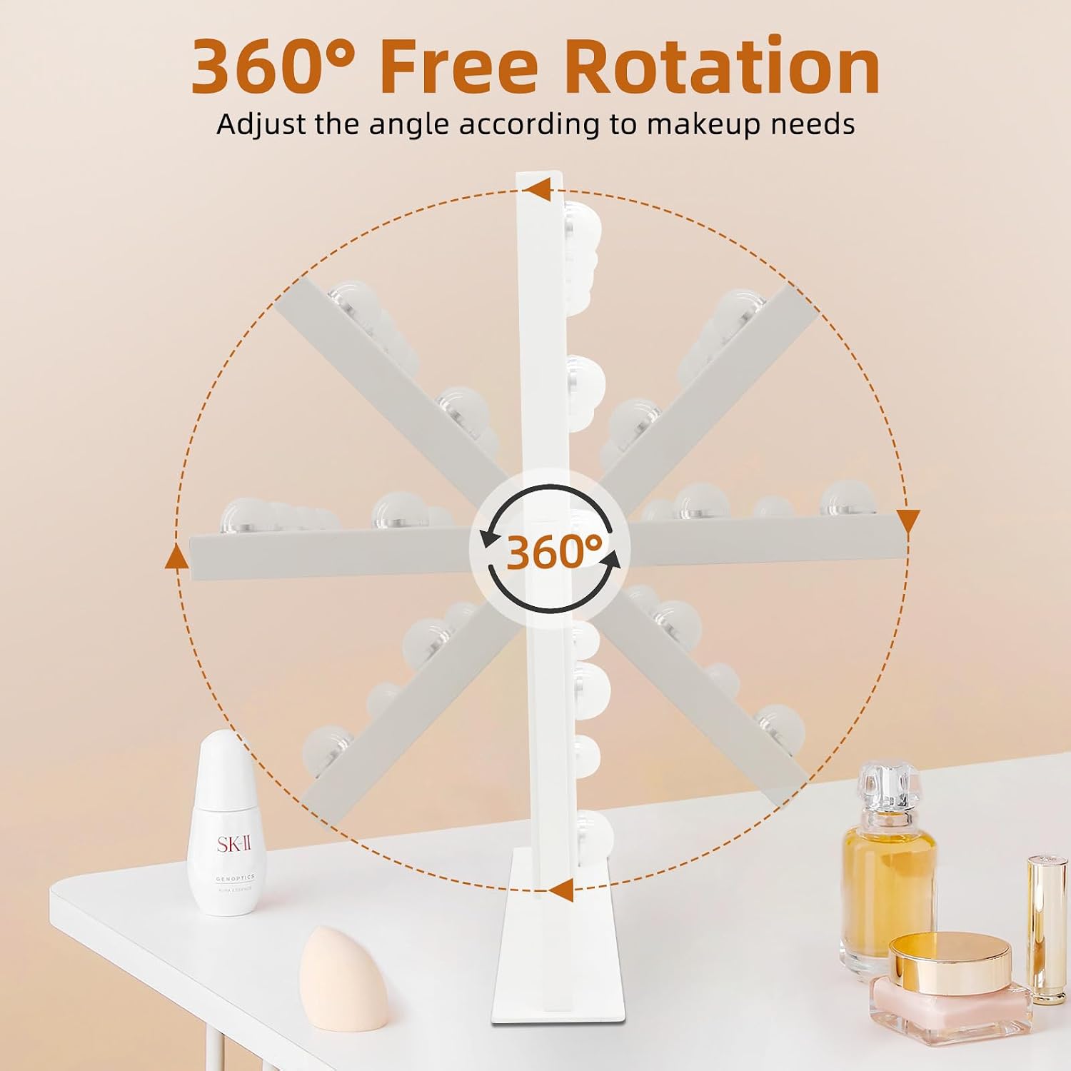 FUNTOUCH Makeup Mirror with 12 LED Dimmable Bulbs Lights, Make up Mirror with 3 color Lighting, Tabletop Smart Touch Hollywood Vanity Mirror with Lights, Vanity Mirror for makeup 360° Rotation (white)