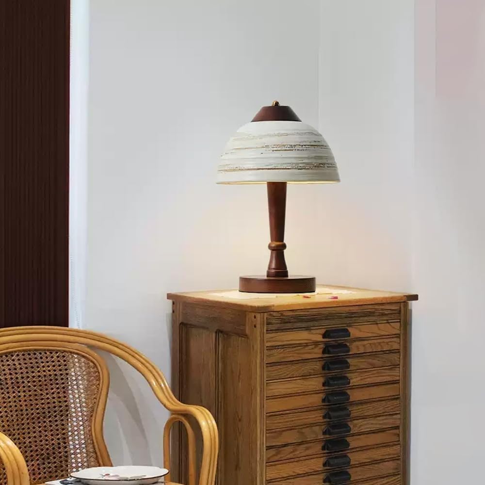 Lampki nocne, Lampa nocna E27 Dome, lampa w kształcie grzybka z drewna nordyckiego do salonu, sypialni, wystroju domu, oświetlenia biurkowego