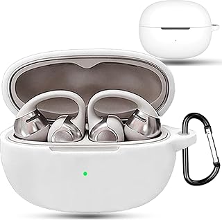 shokz opendots one ケース 対応 shokz opendots one 液状シリコン ケース キズ防止 耐衝撃 装着充電可能 防水 防塵 紛失防止 カラビナ付き ショックス オペンドッツ ワン カバー(ホワイト)