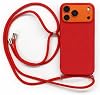 Coverzone iPhone 17 Pro Max ile Uyumlu Özel Üretim Ayarlanabilir İpli Boyun Askılı Silikon Kılıf Kadife İç Yapılı Viper Boyun Çapraz Taşıma Özellikli Asılabilen İpli Telefon Kılıfı Kırmızı