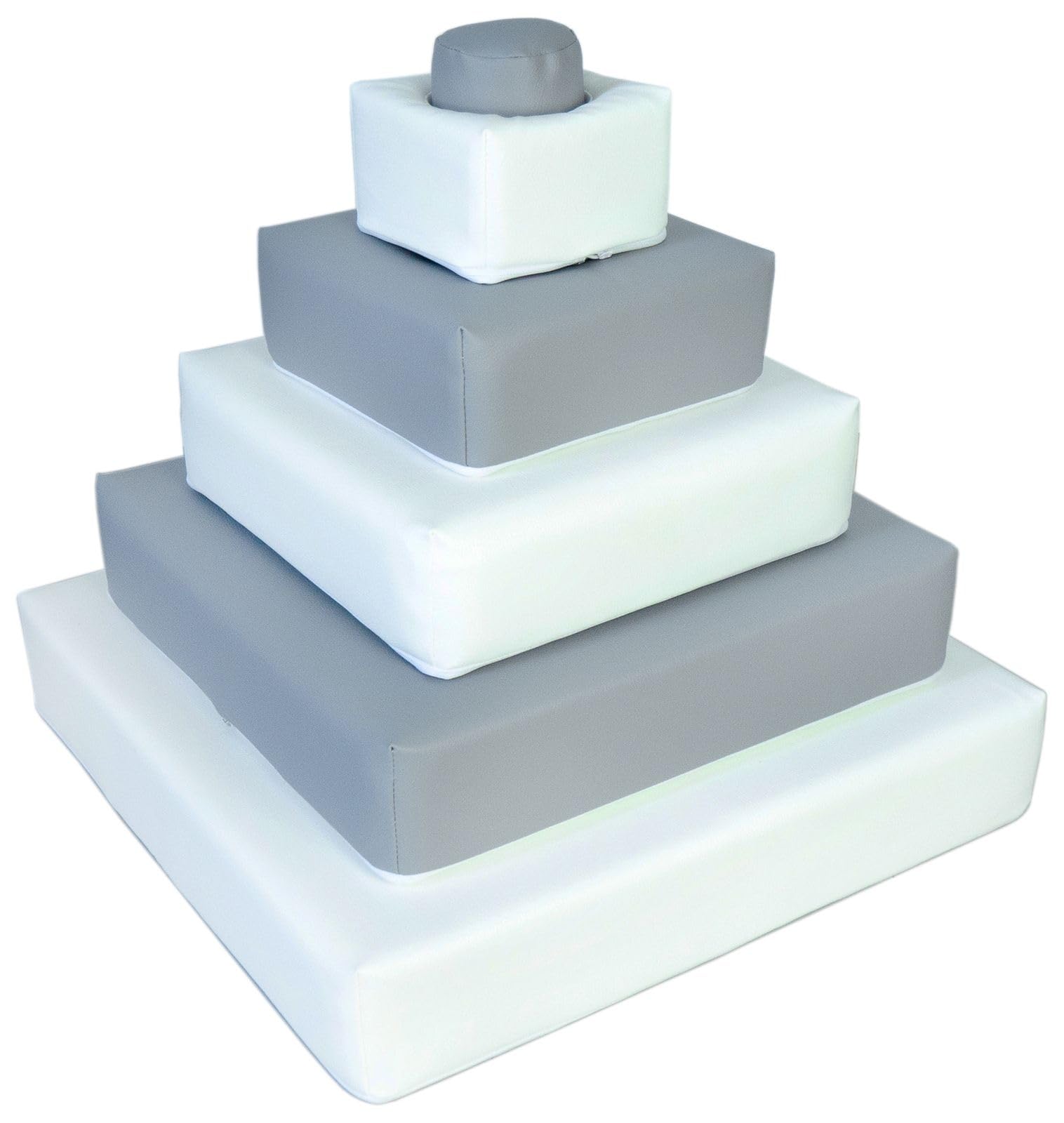 Velinda Stacking blocks, 6 blocks, soft play, pyramid shape, tower blocks (colour: white,grey)