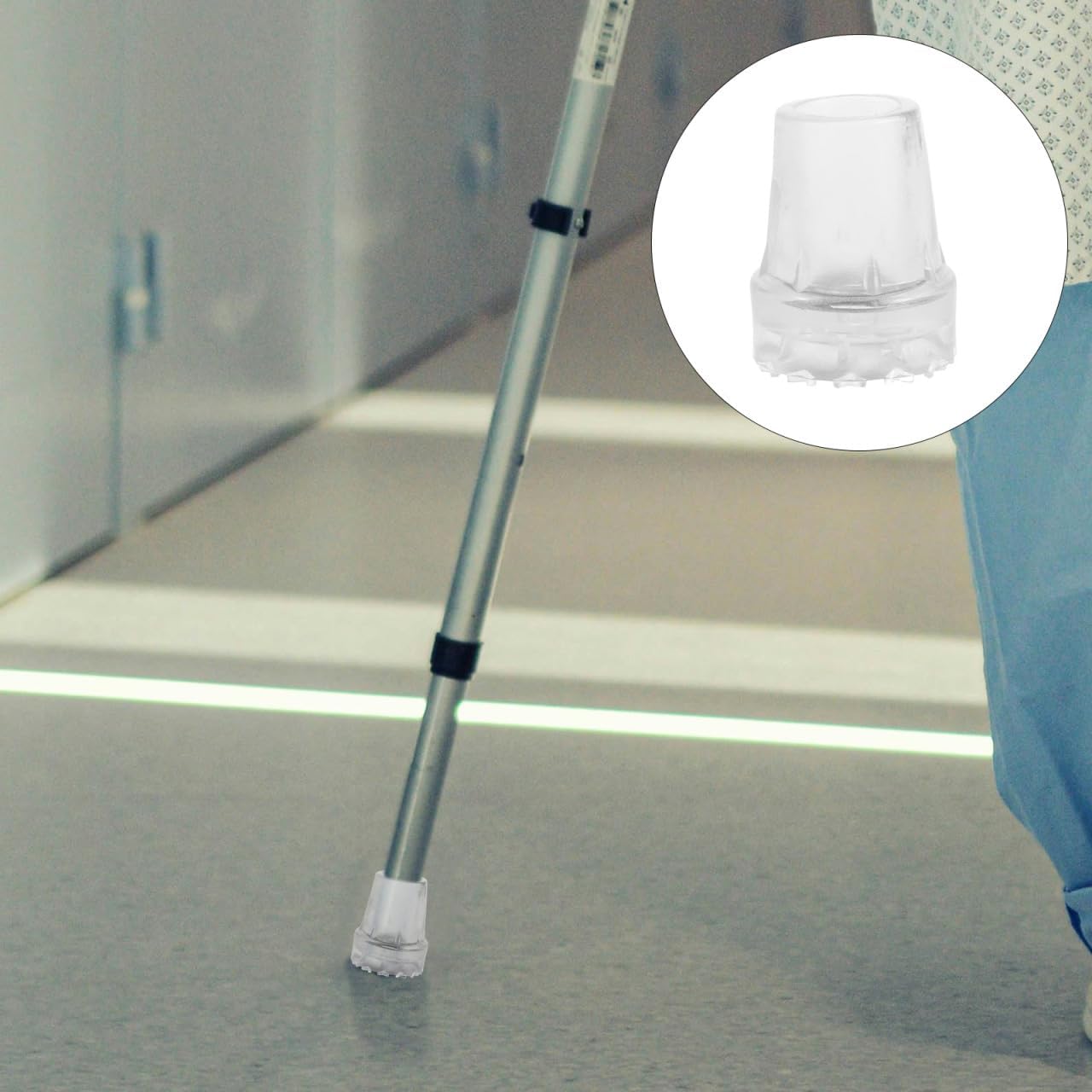Crutch Tips 7/8 Inch Clear Cane Tip Walking Stick Replacement Feet Cap Crutches Accessories 22 Mm Hole