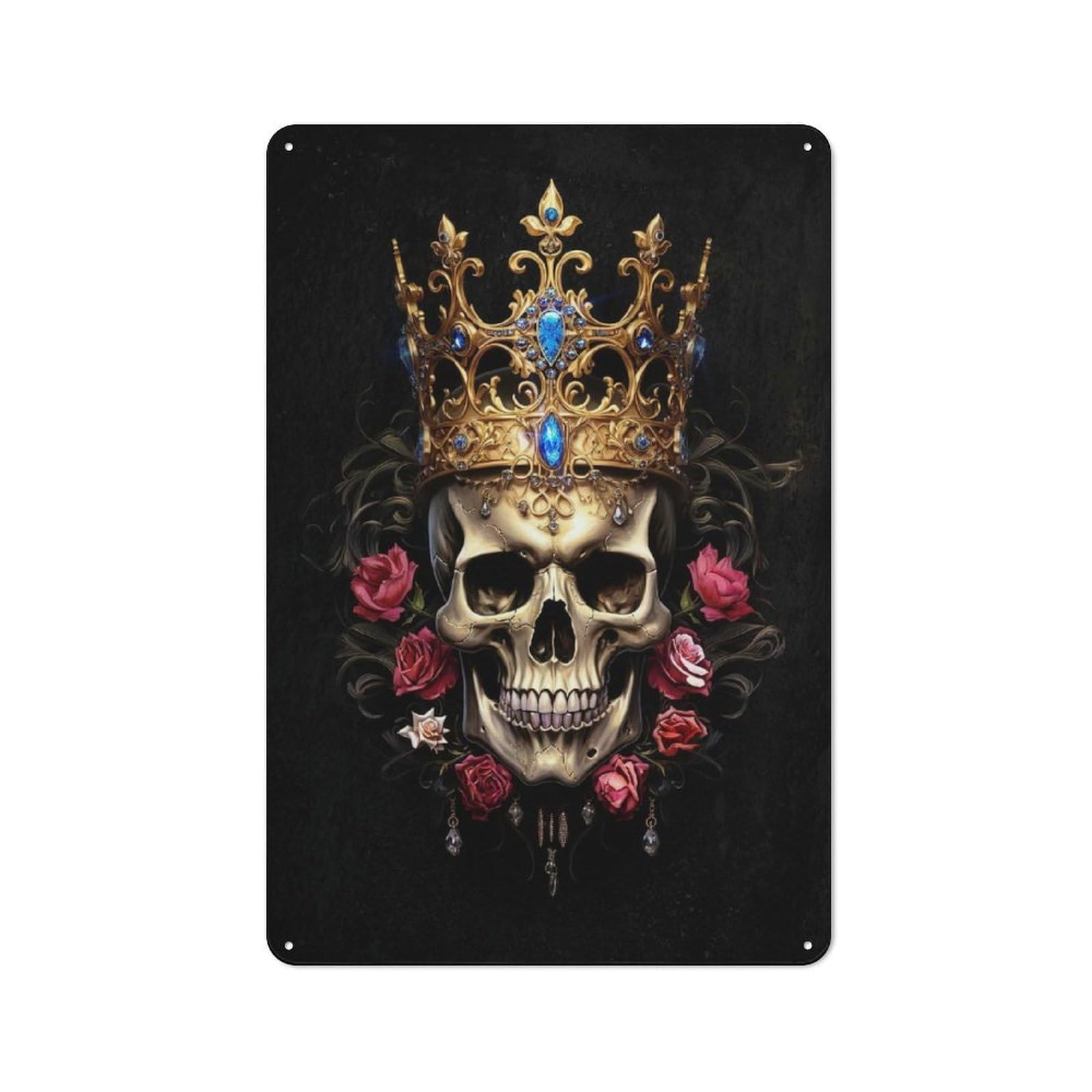 Junmoney Royal Skull Tattoo Tin Sign 30X20cm For Workshop Wall, Retro Wall Decor, Suited To Metal Sign Collectors