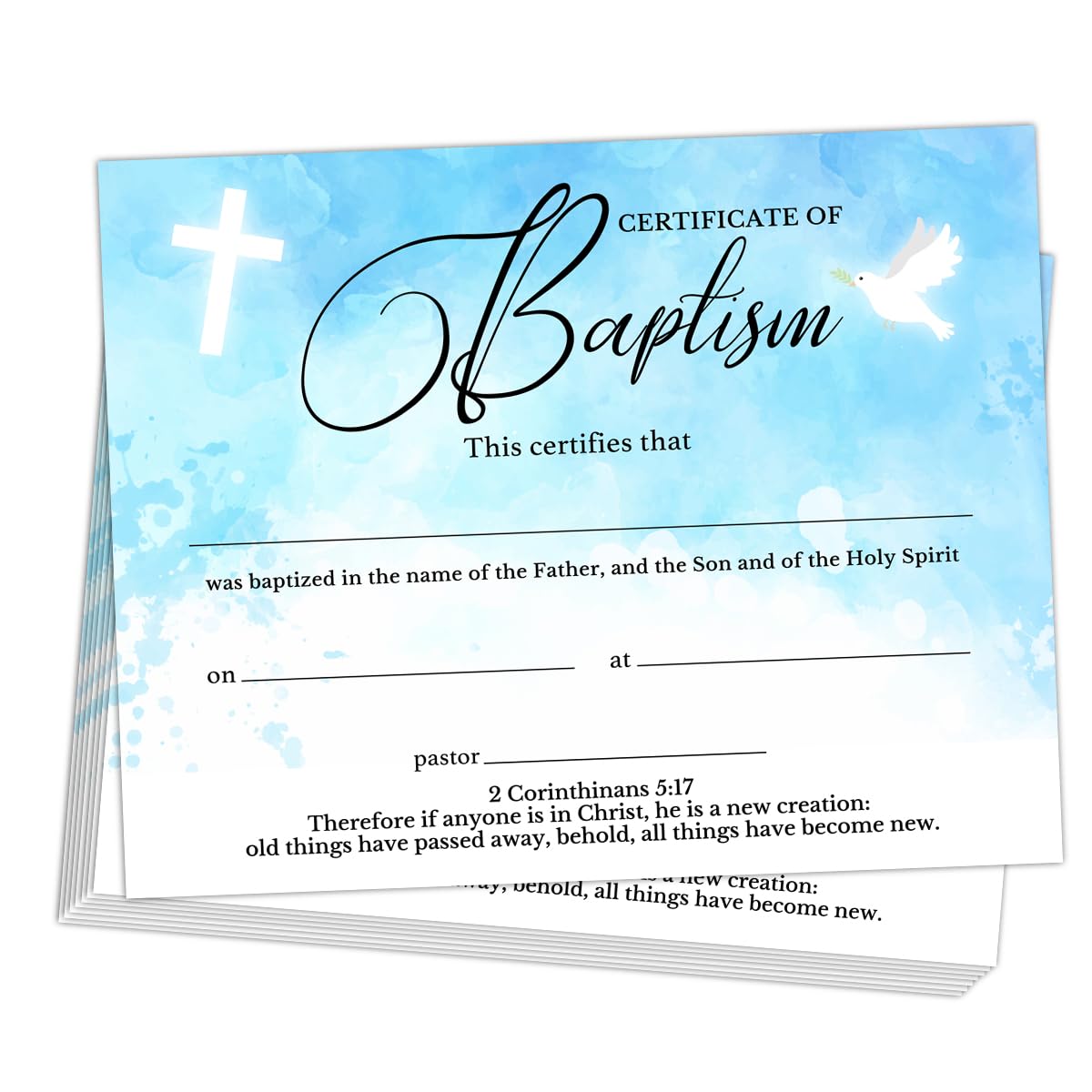 25 PCS Baptism Certificates for Church, Dedication Certificate Paper, Baby Dedication Christening Gifts for Girls Boys,Baptismal Certificates for