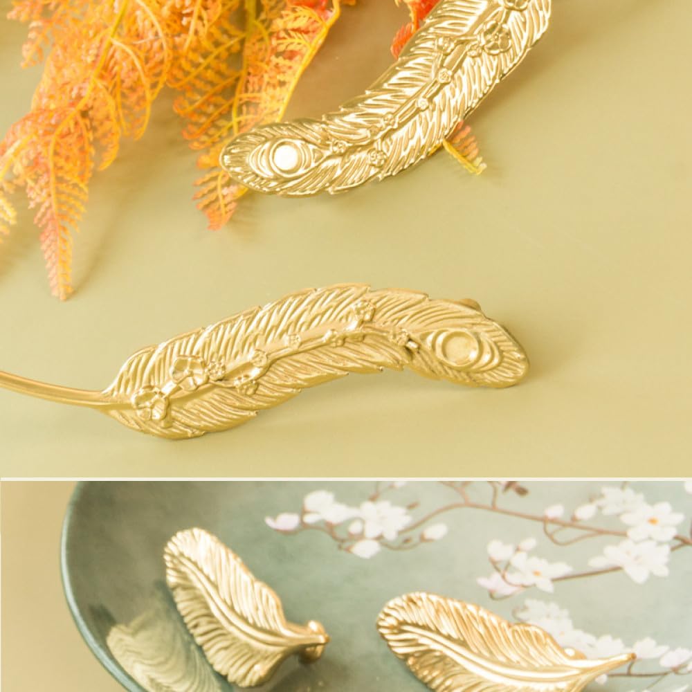 OAKITA Feather Shape Furniture Handles for cabinets and Drawers Dresser Door Knobs Pull Furniture Hardware Gold Handle,C,3673,96,L