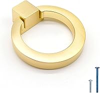 Vista 2 de Myxekllo 4 tiradores de anillo de gabinete de oro cepillado, tiradores de latón para cajones de muebles, anillo de gabinete de cocina, manijas