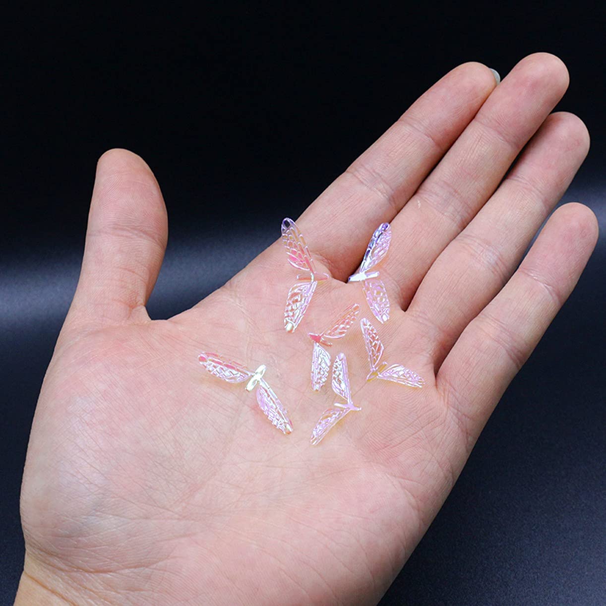 YJIUYUANQ Pearlescent Dry Fly Reel Wings for Trout Fly Fishing? Rainbow Film quintessential Mayfly Wing?2 Size, 10pcs, As Show