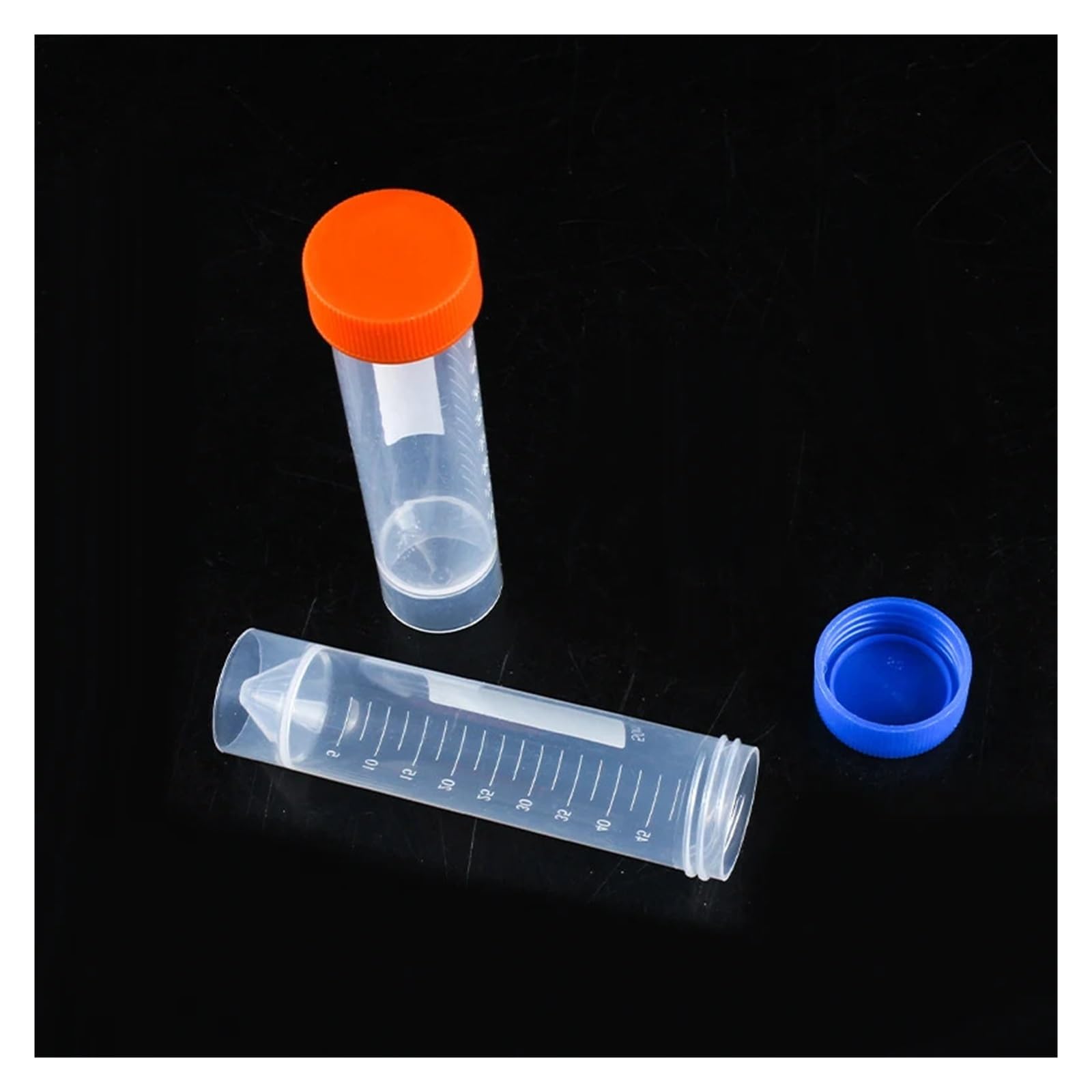 MENGKE 50ml Plastic Screw Cap Flat Bottom Centrifuge Test Tube Ep Tube With Scale Free-standing Centrifugal Tubes Laboratory Fittings(Blue-50Pcs)