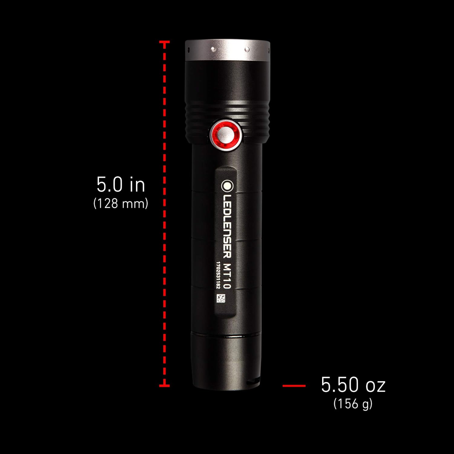 Ledlenser MT10 Flashlight with dimensions
