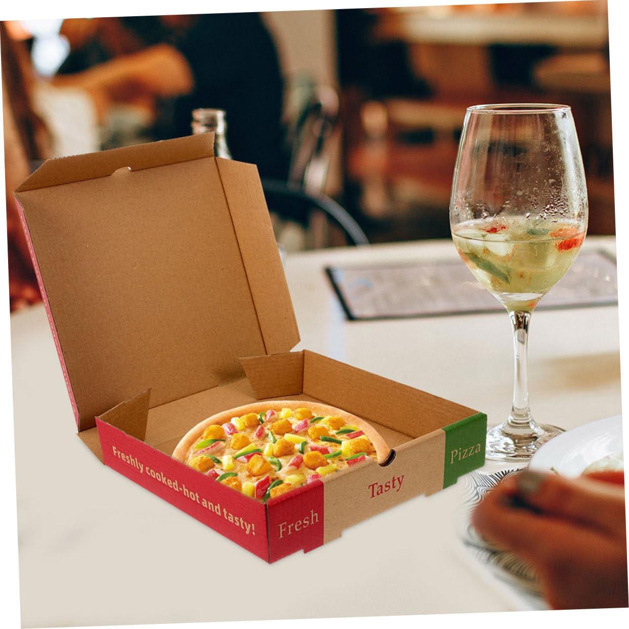 10 Stück Pizzakartons 7.28X7.28X1.57In Lebensmittelechte Pizzaverpackung Für Restaurant Takeaway Frischhaltung Und Sichere Aufbewahrung Von Pizza Und Speisen