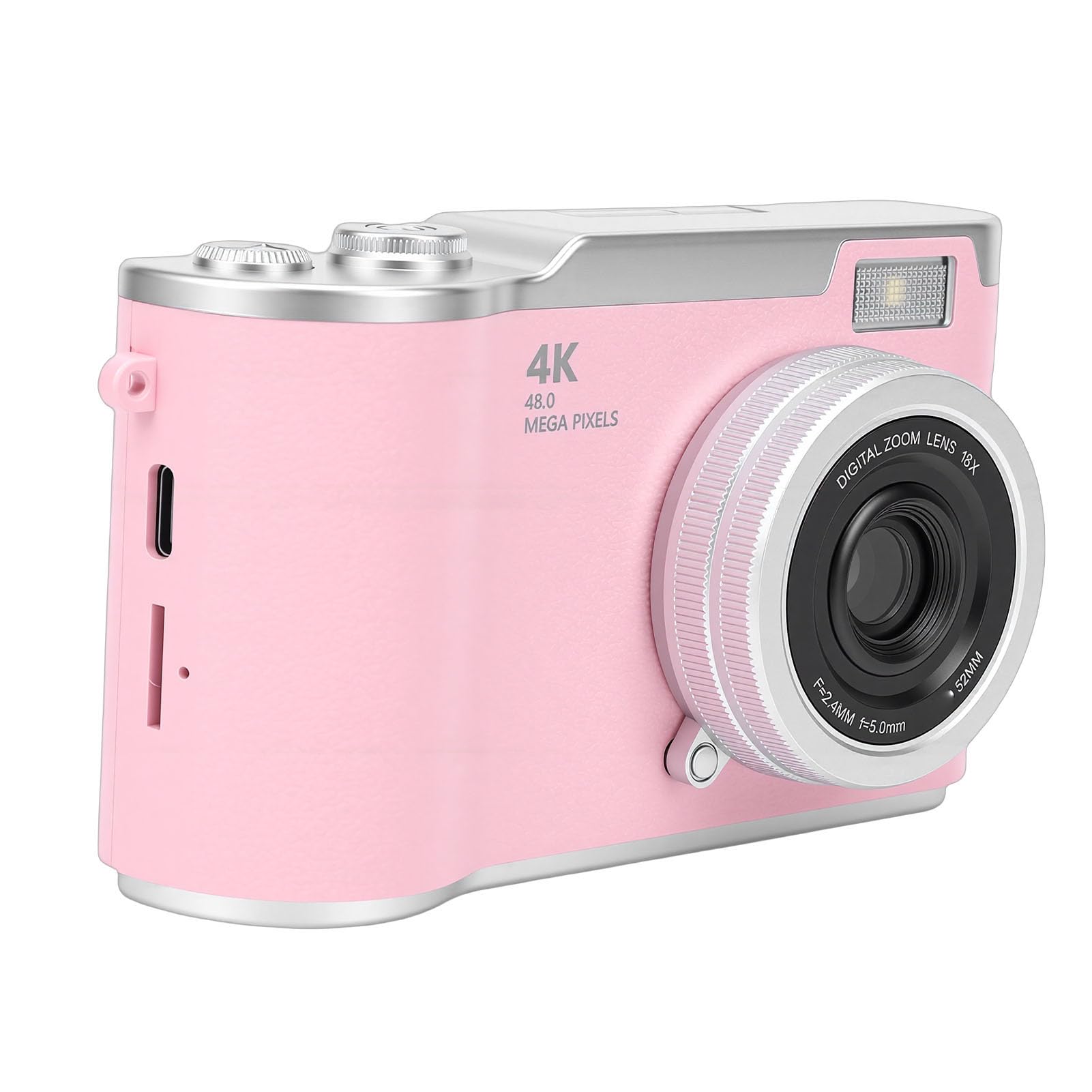 Alomejor 48MP 4K Digital Camera, Retro CCD Camera with 2.4" Rotating Screen and 8X Zoom, Built-in LED Light for Photography, Video and Selfies (PINK)-image-13