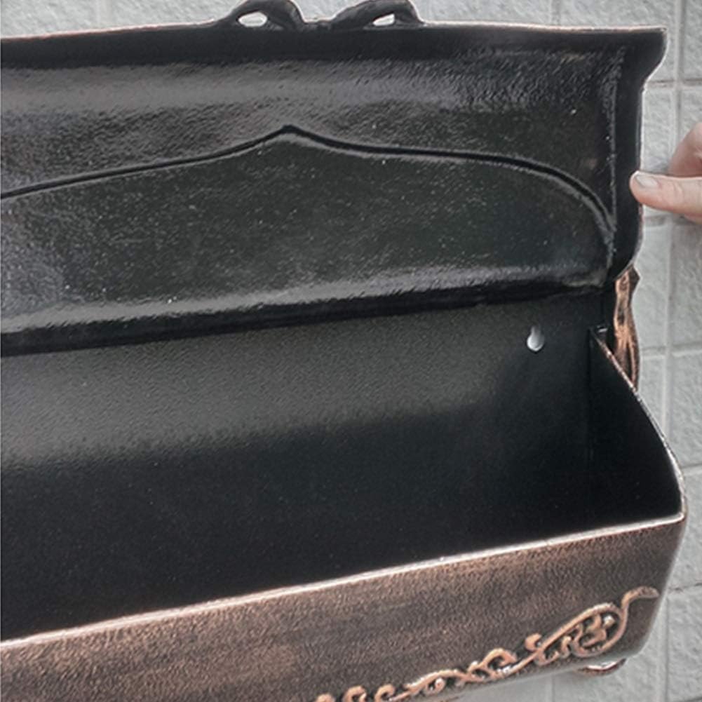 Lockable Post Box Villa Mailbox Retro Outdoor Cast Aluminum Letter Box Garden Rainproof Postbox Opinion Letter Box Multiple Colors to Choose from 6YX83 (Color : Black)