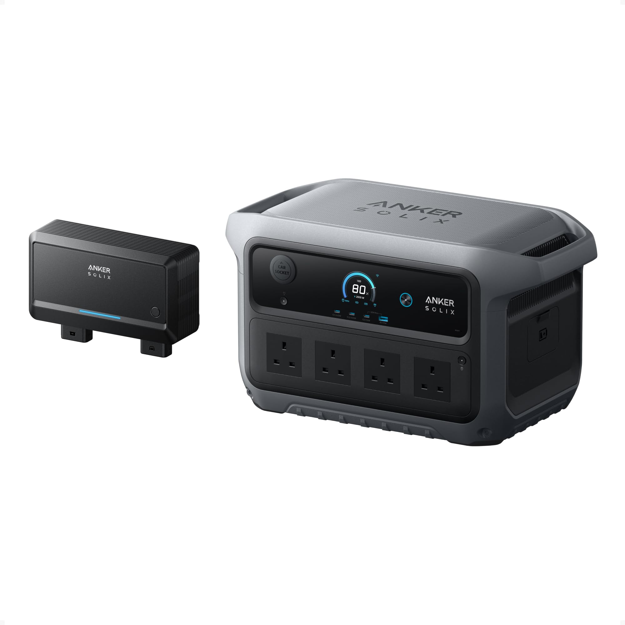 Anker Gray Solix C2000 Gen 2 Portable Power Station With Alternator Charger, 2400W (Peak 4000W) Solar Generator, 2048Wh Lifepo4 Battery, Fast Charge 100% In 58 Min, For 99% Of Rvs & Gas Vehicles