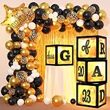 Roberly 138Pcs Graduation Party Decorations Class of 2023 Black and Gold Balloon Arch Garland Kit wi