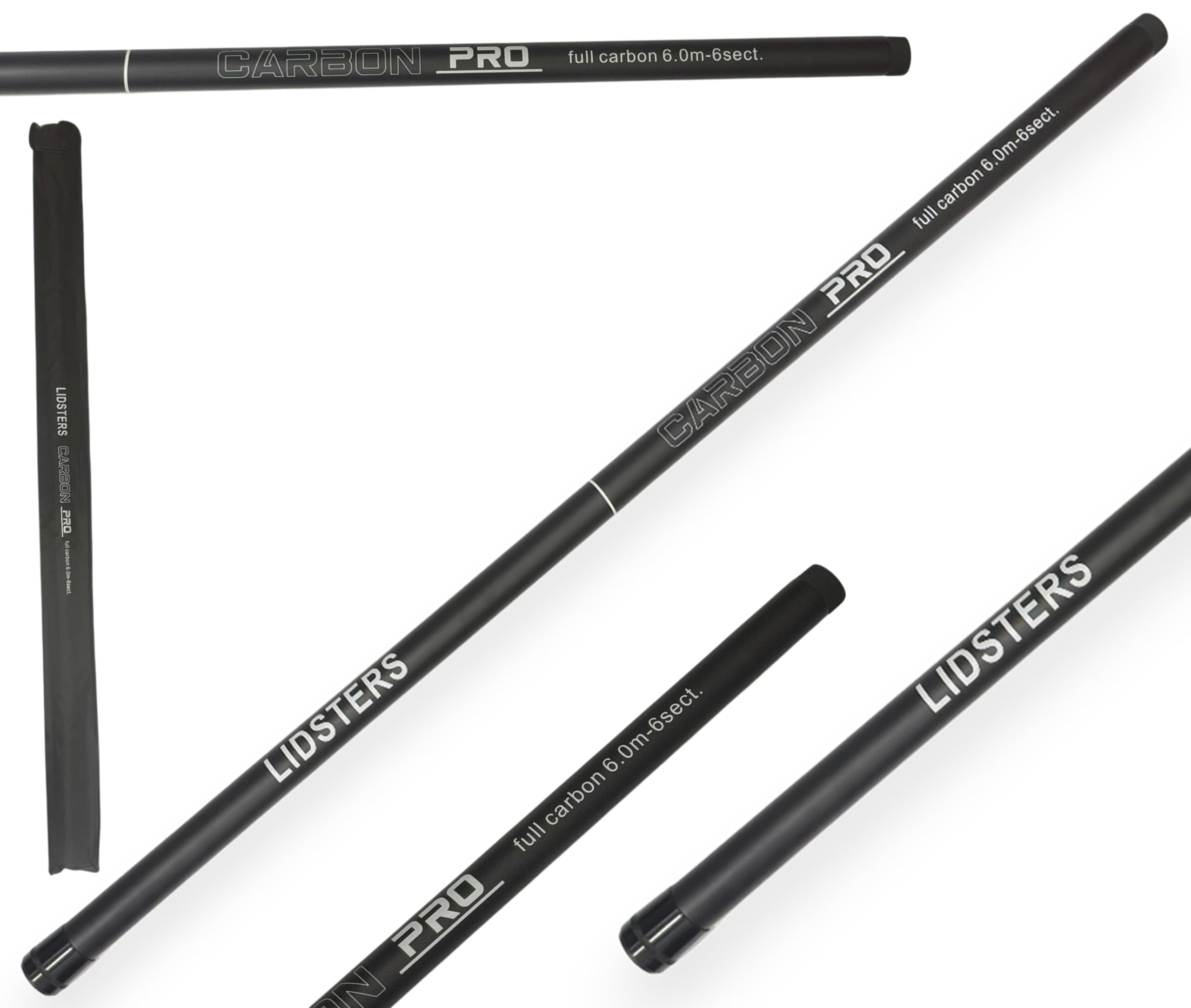 Lidsters 6m Carbon Pro Handle Telescopic Landing Net Carp Coarse Fishing Black