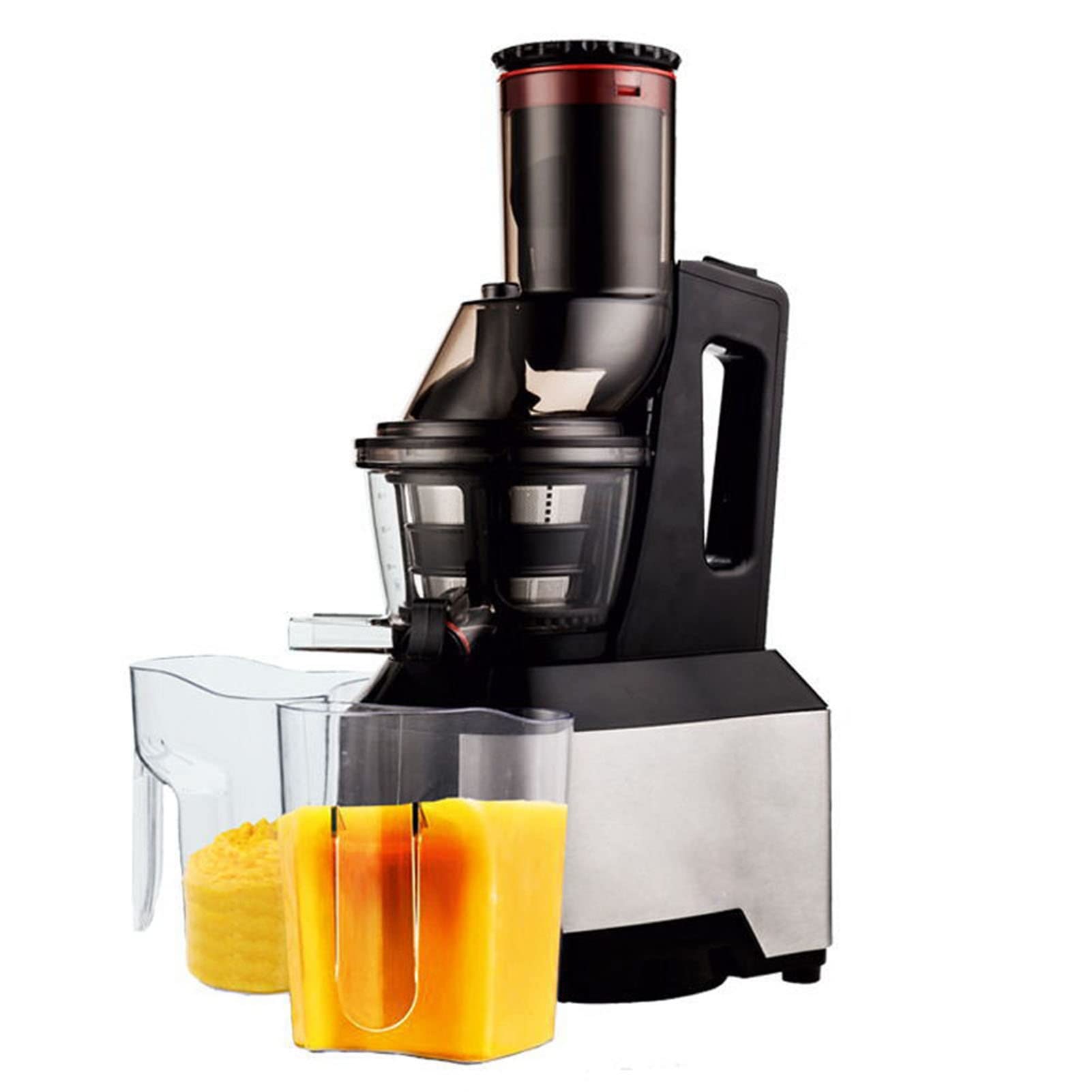 MIIKHI Slow Masticating Cold Press Juicer Extractor Stainless Steel Vertical Juice Extractor with Quiet Motor/Reverse Function for High Nutrient Fresh Vegetable and Fruit Juice Fountain (