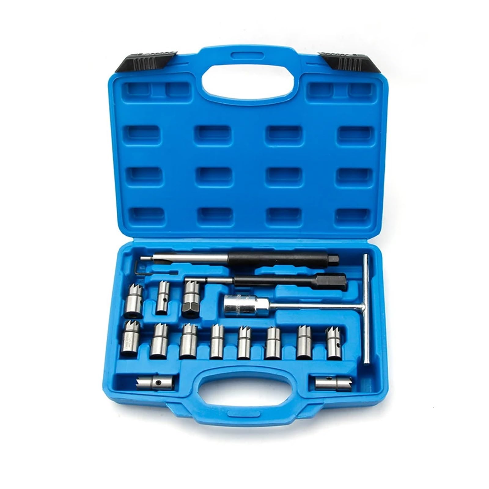 EAQPA 17pcs Diesel Fuel Injector Seat Cleaning Kit Diesel Nozzle Reamer Nozzle Holder Cleaner Repair Tool Set